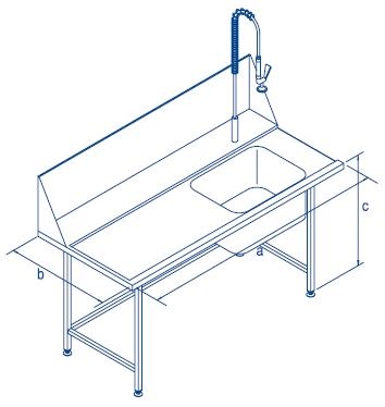 pass through dishwasher entry table with sink, splashback and pre rinse spray arm, http://www.easicook.co.uk